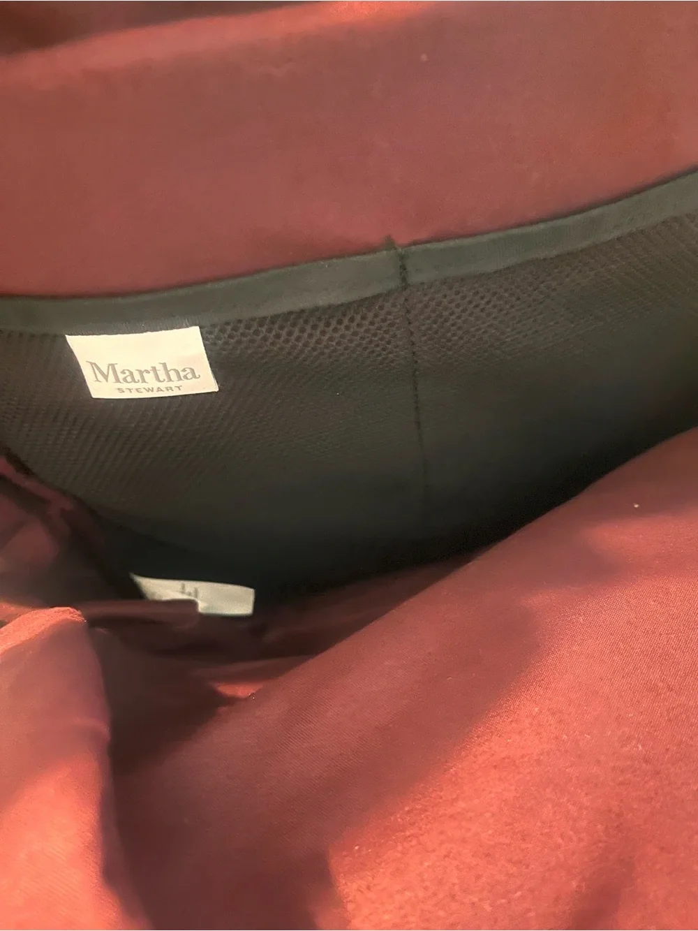 Martha Stewart Quilted Burgundy Backpack with Tan Straps